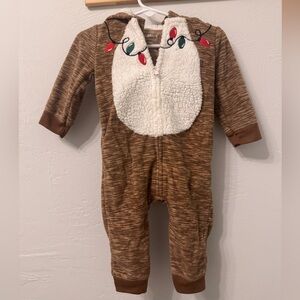 Rudolph Christmas Light Strand Reindeer Zip Up One Piece Bodysuit
